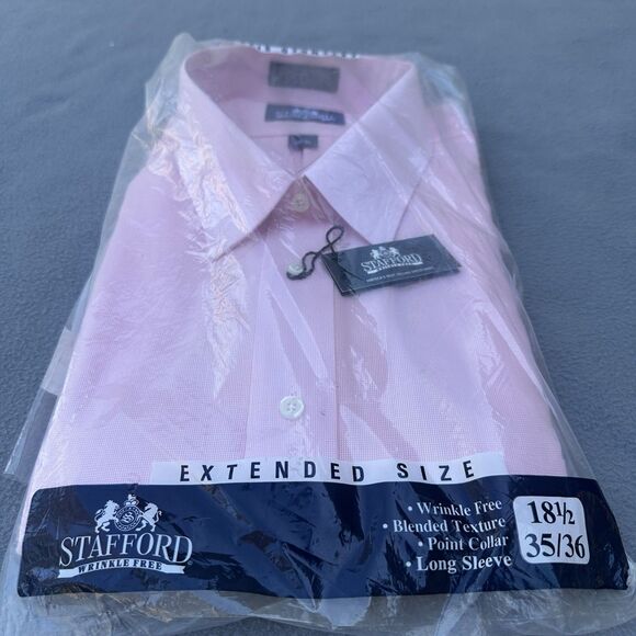 Lot of 3 NEW in Bag Stafford Wrinkle Free Dress Shirt Mens Size 18.5 35/36 - Picture 13 of 16